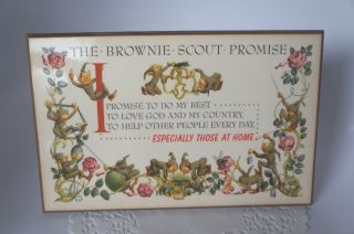 Vintage " The Brownie Scout Promise Plaque "
