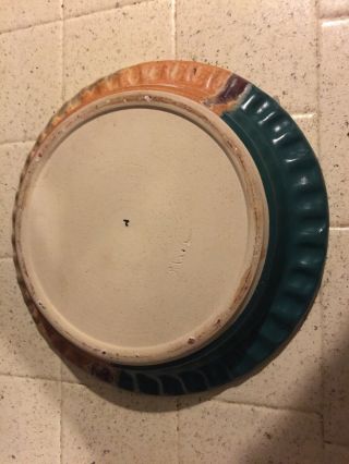 Antique Stoneware Multi Color Ware Pottery Deep Pie Dish VTG Primitive 2