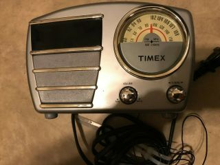 Vintage Timex Alarm Clock Radio Silver Model T247S Shape 4