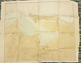 Vintage Puerto Rico San Juan Navigation Nautical Chart Map Large Art Decor Print