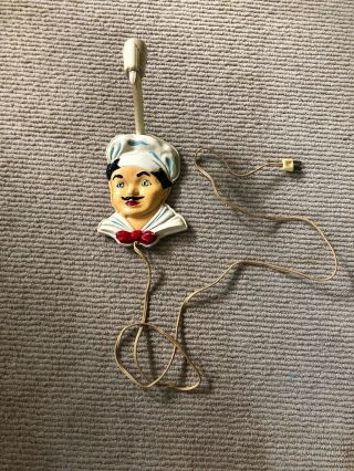 Antique 1950s Chef Face Electric Wall Lamp,  Light Fixture Good