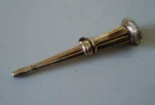 Antique Victorian Hunting Horn Shaped Gold Metal Watch Key Fob / Seal