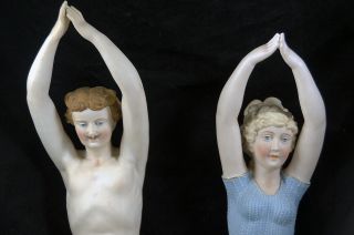 Bisque figurines couple diving English? French? or Italian? early to pre 1900 5