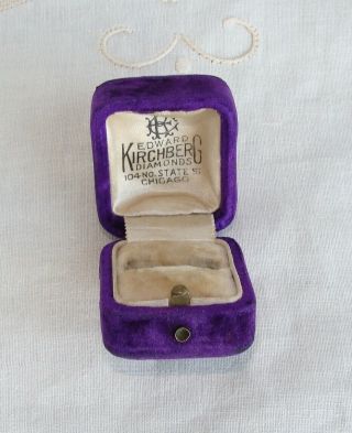 Antique E Kirchberg Chicago Purple Velvet Push Button Ring Box Velvet Inside 3