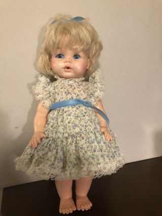 Vintage 1960 1970 Eegee Goldberger Softina Baby Doll Blond 13 " Baby Doll Wets