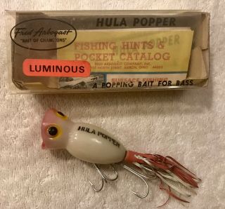 Fishing Lure Fred Arbogast Hula Popper In Luminous Tackle Box Crank Bait
