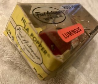 Fishing Lure Fred Arbogast Hula Popper In Luminous Tackle Box Crank Bait 7