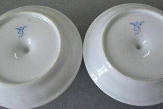 2 Antique DRESDEN HP Porcelain Footed EGG CUPS FLOWERS w Gilt Trim WOLFSOHN 5