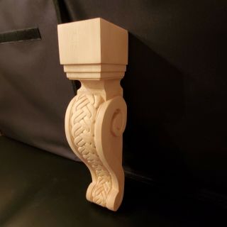 Braid Carved Solid Maple Corbel 2&7/8  Wide X 3&1/2  Deep X 13  High.