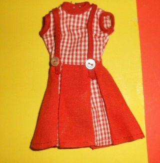 Red White Check Dress Doll Clothes 1960 