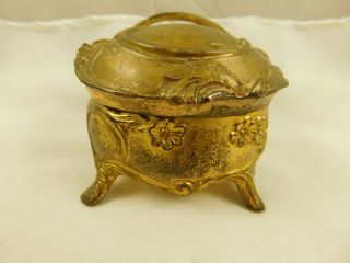 Antique Art Nouveau B&w Brainard Wilson Gold Gilt Jewelry Trinket Box