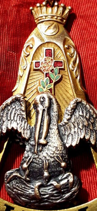 Quality Antique Masonic Rose Croix Mystical Inri Jewel Historic Pelican’s Blood