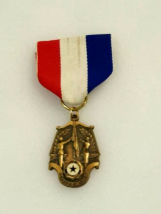 Vintage Bronze? Enamel Raised American Legion Citizenship Medal Pendant