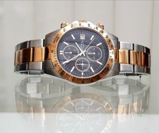 100 ROTARY Mens Watch Chronograph Two tone bracelet RRP £189 Boxed (r67 7