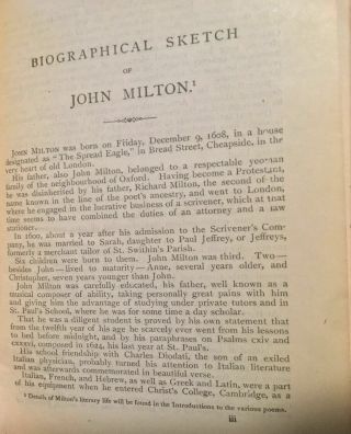 1892 Antique John Milton Complete Poetical (Paradise Lost & Regained, ) 8