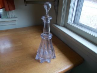 Pontiled Early Flint Glass 11 " Tall Pittsburgh Pillar Mold Decanter With Stopper
