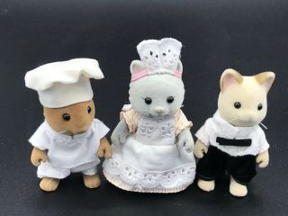 Calico Critters Sylvanian Families Regency Hotel Butler Maid Cleaner Chef Basil