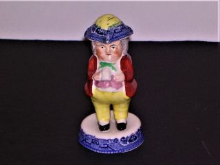 Early 19th Century English Staffordshire Toby Pepper Pot Red Blue Yellow