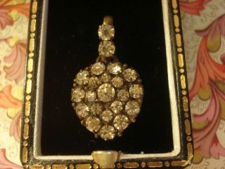Antique Victorian: Sparkling Diamond Paste Stones Set Heart Pendant