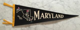 Vintage Souvenir Maryland " The State " Felt Pennant 1960 
