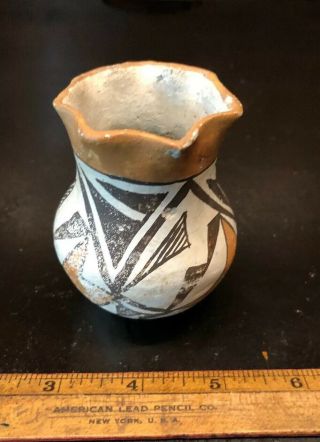 Mlc S3570 Painted Acoma 3” X 2 1/2” Solid Pot Pottery Old Nm/arz Artifact