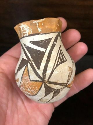 MLC s3570 Painted Acoma 3” X 2 1/2” Solid Pot Pottery Old NM/Arz Artifact 2