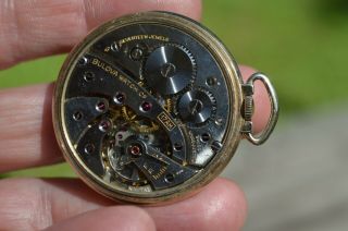 Vintage Antique Old Swiss Bulova Pocket Watch Rolled Gold Plate 4