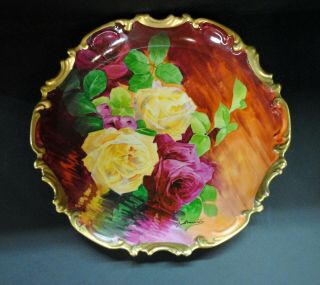 A.  Broussillo,  Floral Antique Plate,  D: 13 ",  Porcelain,  Coronet France