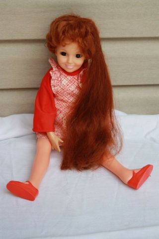1969 Vintage Ideal Toy Chrissy Doll Hair Length Changes Orange Plaid Dress