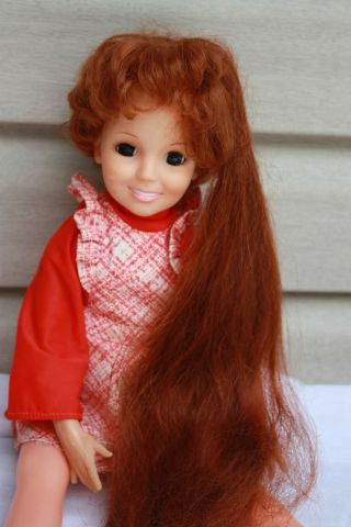 1969 Vintage Ideal Toy Chrissy Doll Hair Length Changes Orange Plaid Dress 2