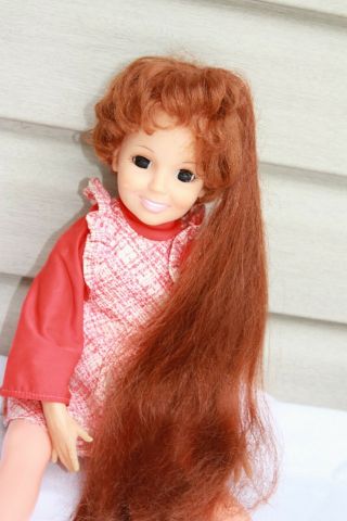 1969 Vintage Ideal Toy Chrissy Doll Hair Length Changes Orange Plaid Dress 3