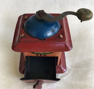 antique lithograph Tin Penny Toy Coffee Grinder 6