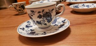 Vintage Royal Meissen Fine China Of Japan Teacup Saucer Blue White Porcelain