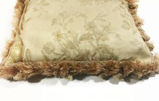 Antique Early 19th C French AUBUSSON TAPESTRY Fragment Pillow w Antique Fringe 5
