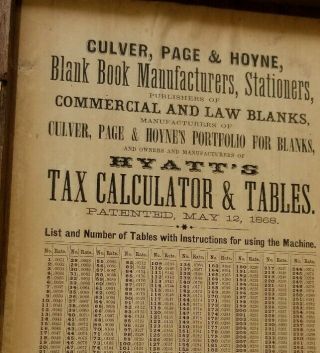 Antique 1868 Hyatt Tax Calculator And Tables Machine.  Civil War Era