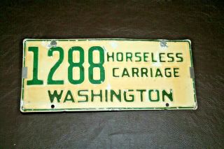Pair Antique Washington State Horseless Carriage License Plates w/ Mount Spring 2