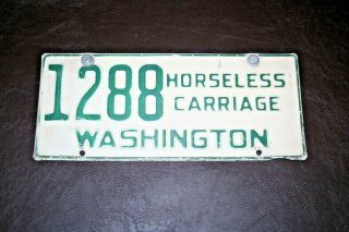 Pair Antique Washington State Horseless Carriage License Plates w/ Mount Spring 4