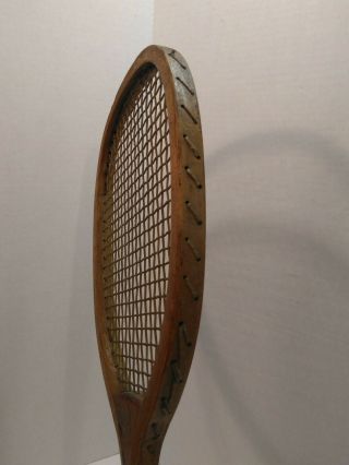 Vinage Antique Wooden Tennis Racket E.  Kent Flat Top Pawtucket Unbroken Strings 6