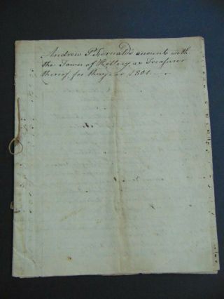C.  1801 Antique Manuscript Account Books For The Town Of Kittery Maine