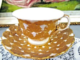 Meissen Tea Cup And Saucer Gold Gilt Half Shell Design Teacup Demi German