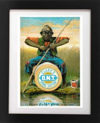 Antique Black Americana Fishing Cotton Thread African American Rp Fine Art Print