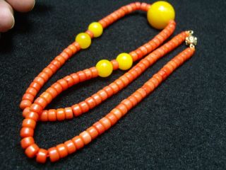 Chinese Natural Orange Coral Necklace/ Pendant - See Video 4
