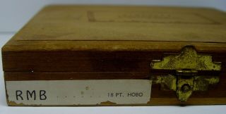 Kingsley Machine Type 18pt Hobo Font Hot Foil Stamp Set In Redwood Box Antique 2