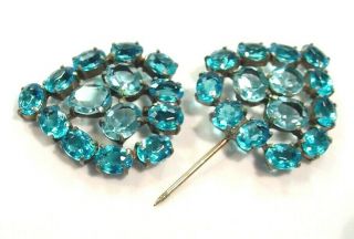 Antique Double Ended Turquoise Glass Jewels Hat Pin Ornament Open Backed Stones