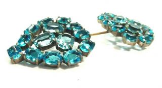 Antique Double Ended Turquoise Glass Jewels Hat Pin Ornament Open Backed Stones 3
