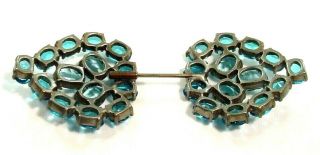 Antique Double Ended Turquoise Glass Jewels Hat Pin Ornament Open Backed Stones 6