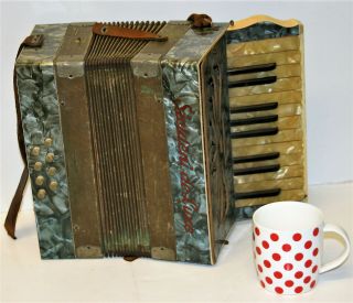 Antique 20s Steldeni De Luxe Piano Accordion Musical Instrument In Case