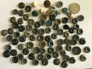 87 Antique Metal Work Clothes Buttons - Overall Variety