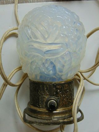 Antique 1930s Sabino Deco Art Glass Floral Satin Crystal Lamp Rare - Bathroom?