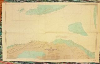 Vintage Cuba Florida Navigation Nautical Chart Map Large Wall Art Decor Print